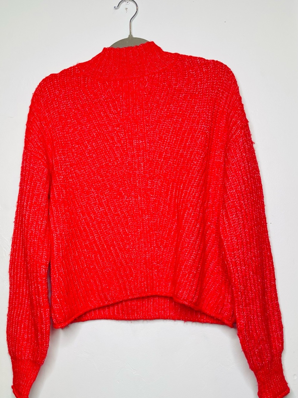 SO Bright Red Ribbed Mock Neck Sweater